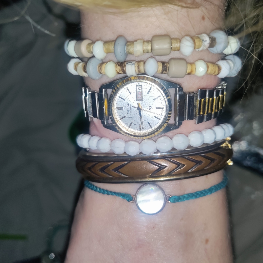 Seiko Two-Tone Watch with Beaded Bracelets